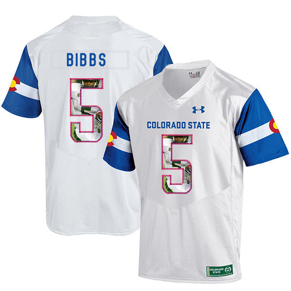 Colorado State Rams 5 Kapri Bibbs White Fashion College Football Jersey