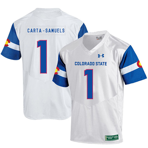 Colorado State Rams 1 K.J. Carta Samuels White College Football Jersey