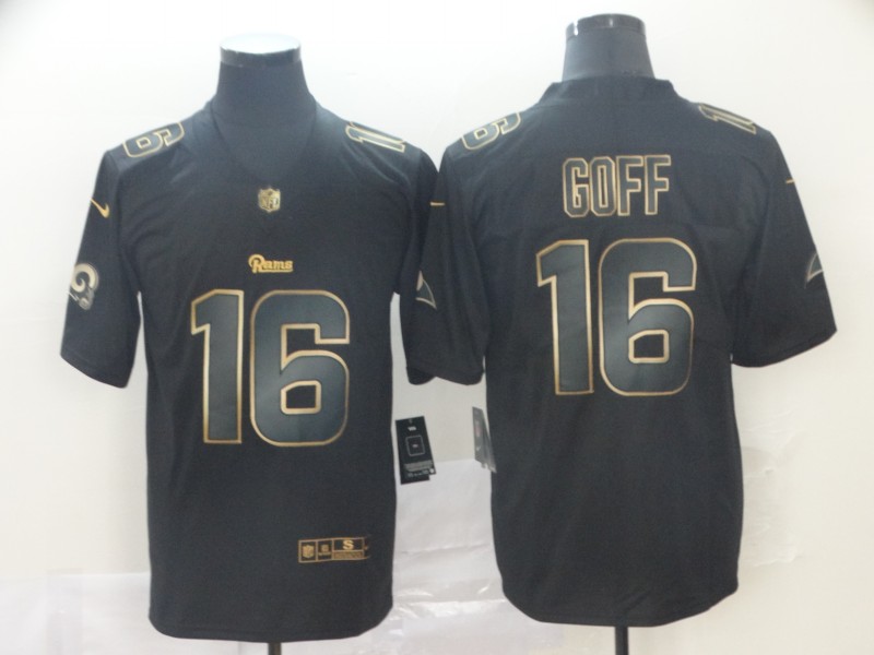 Nike Rams 16 Jared Goff Black Gold Vapor Untouchable Limited Jersey - Click Image to Close