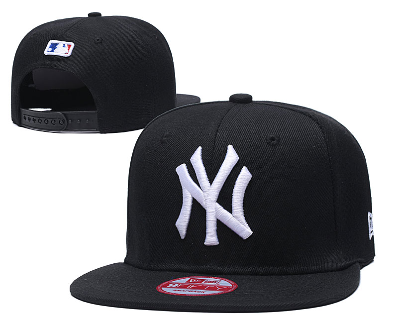 Yankees Team White Logo Black Adjustable Hat TX