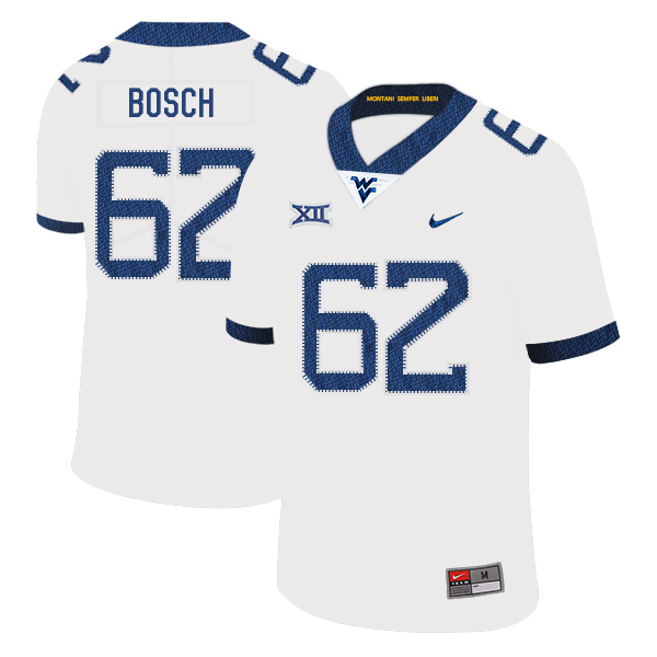 West Virginia Mountaineers 62 Kyle Bosch White College Football Jersey