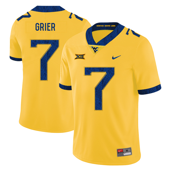West Virginia Mountaineers 7 Will Grier Yellow College Football Jersey