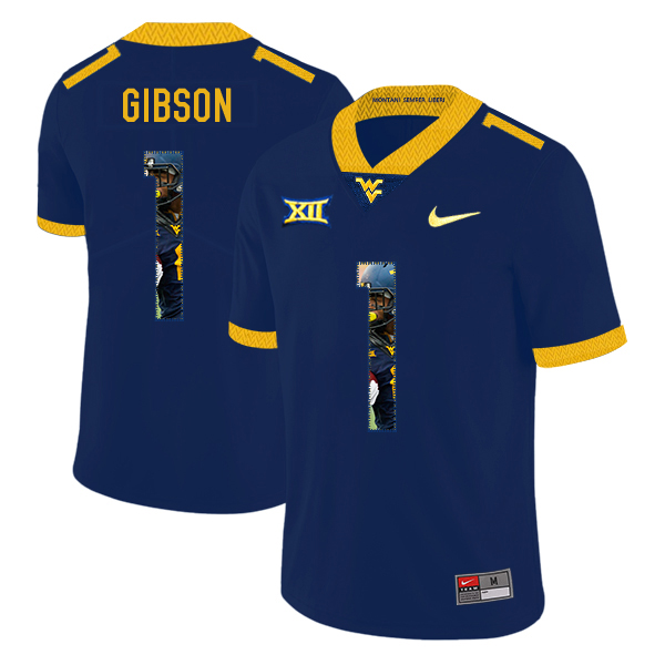 West Virginia Mountaineers 1 Shelton Gibson Navy Fashion College Football Jersey