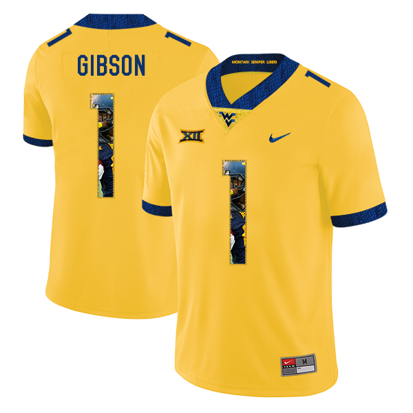 West Virginia Mountaineers 1 Shelton Gibson Yellow Fashion College Football Jersey