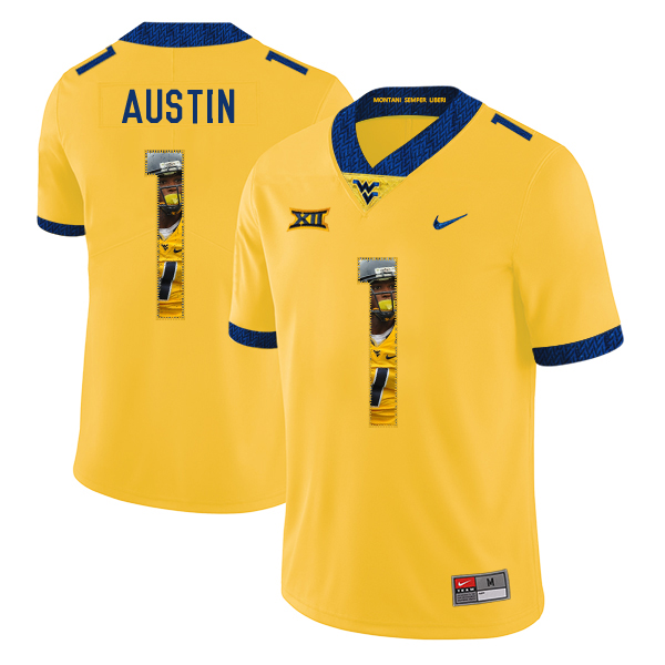 West Virginia Mountaineers 1 Tavon Austin Yellow Fashion College Football Jersey