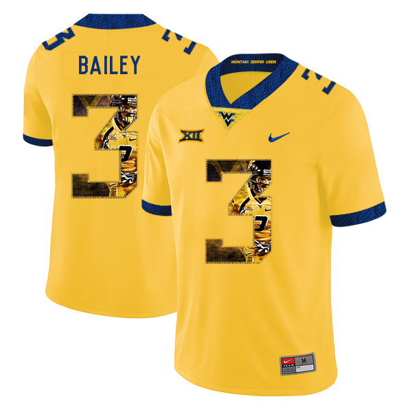 West Virginia Mountaineers 3 Stedman Bailey Yellow Fashion College Football Jersey