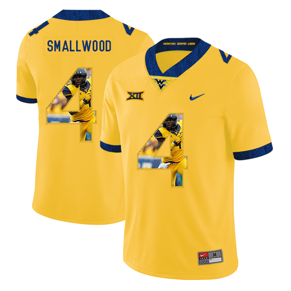 West Virginia Mountaineers 4 Wendell Smallwood Yellow Fashion College Football Jersey