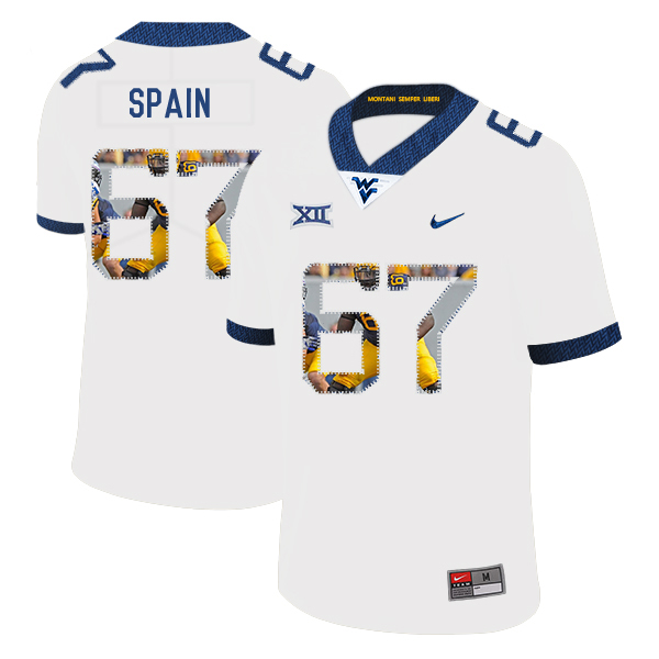 West Virginia Mountaineers 67 Quinton Spain White Fashion College Football Jersey