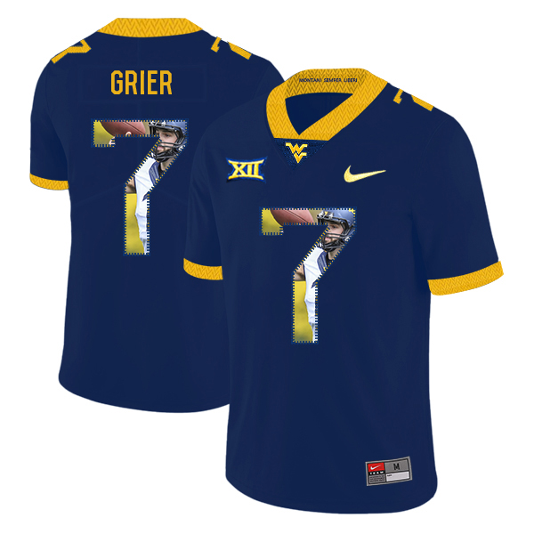 West Virginia Mountaineers 7 Will Grier Navy Fashion College Football Jersey