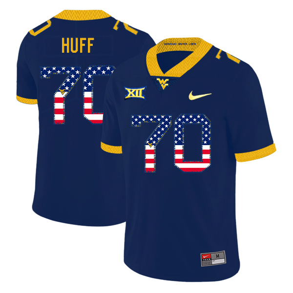 West Virginia Mountaineers 70 Sam Huff Navy USA Flag College Football Jersey