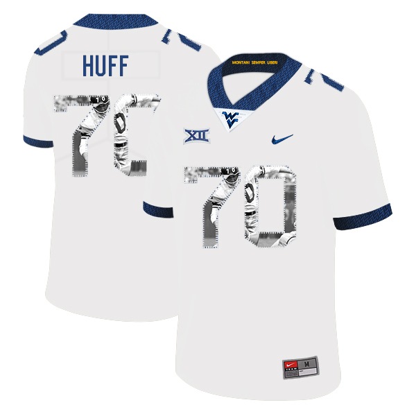 West Virginia Mountaineers 70 Sam Huff White Fashion College Football Jersey