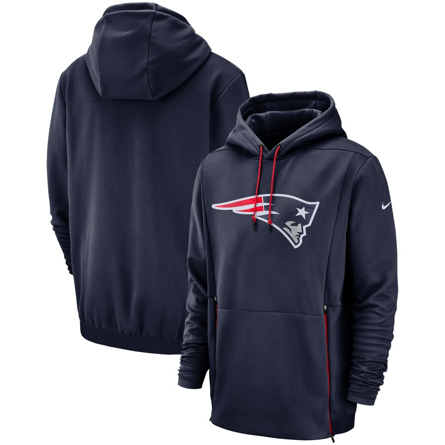 New England Patriots Nike Sideline Performance Player Pullover Hoodie Navy - Click Image to Close