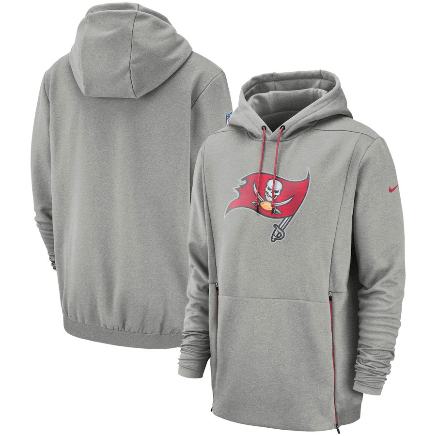 Tampa Bay Buccaneers Nike Sideline Performance Player Pullover Hoodie Gray - Click Image to Close