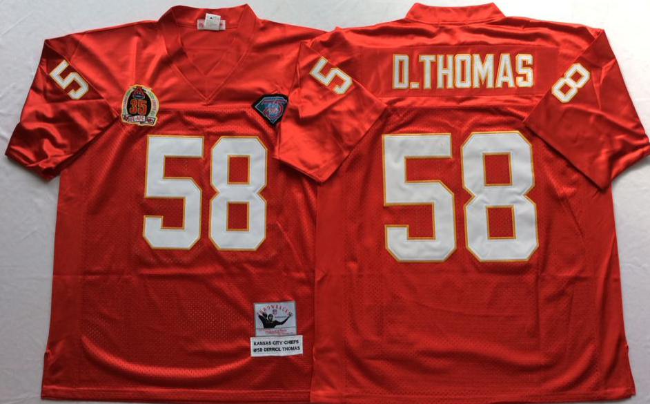 Chiefs 58 Derrick Thomas Red M&N Throwback Jersey