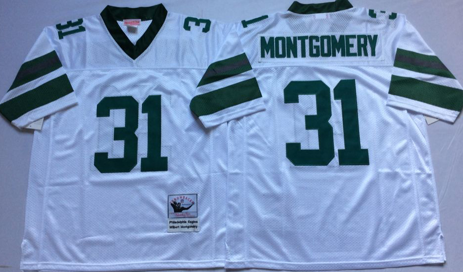 Eagles 31 Wilbert Montgomery White M&N Throwback Jersey