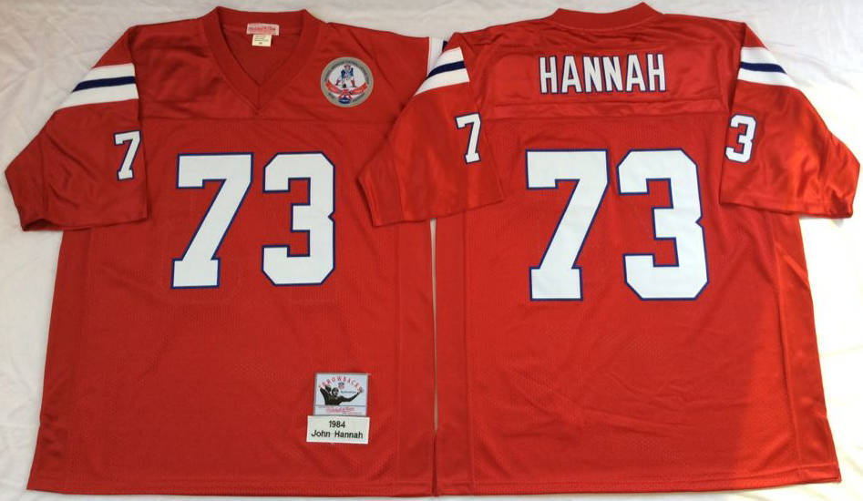 Patriots 73 John Hannah Red M&N Throwback Jersey