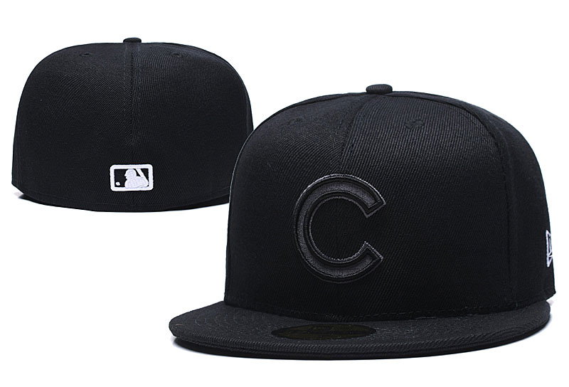 Cubs Team Logo Black Fitted Hat LX