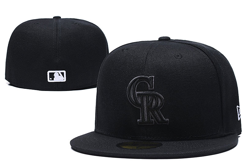 Rockies Team Logo Black Fitted Hat LX