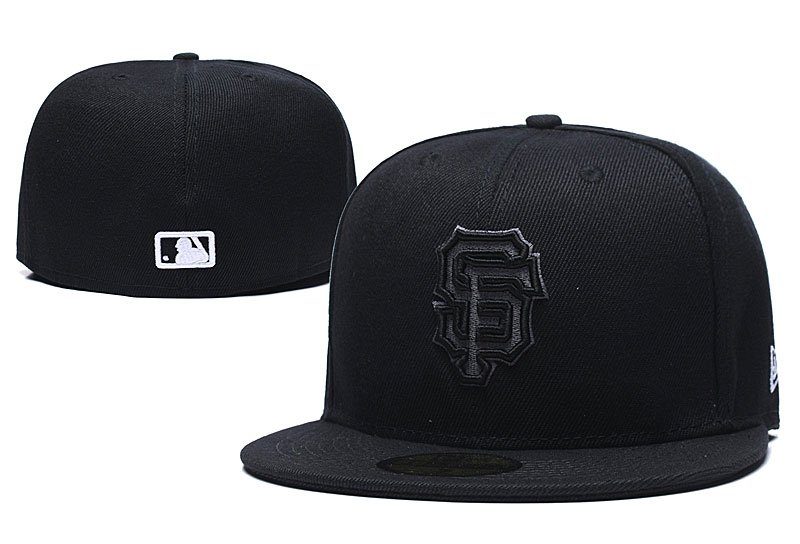 San Francisco Giants Team Logo Black Fitted Hat LX