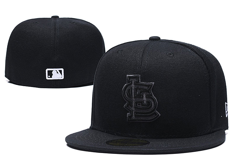 St. Louis Cardinals Team Logo Black Fitted Hat LX