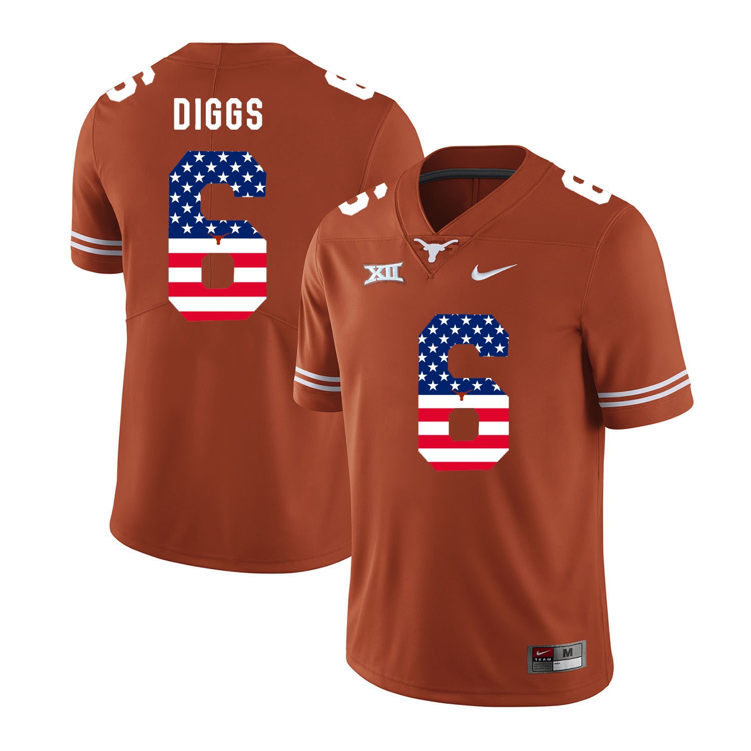 Texas Longhorns 6 Quandre Diggs Orange USA Flag Nike College Football Jersey