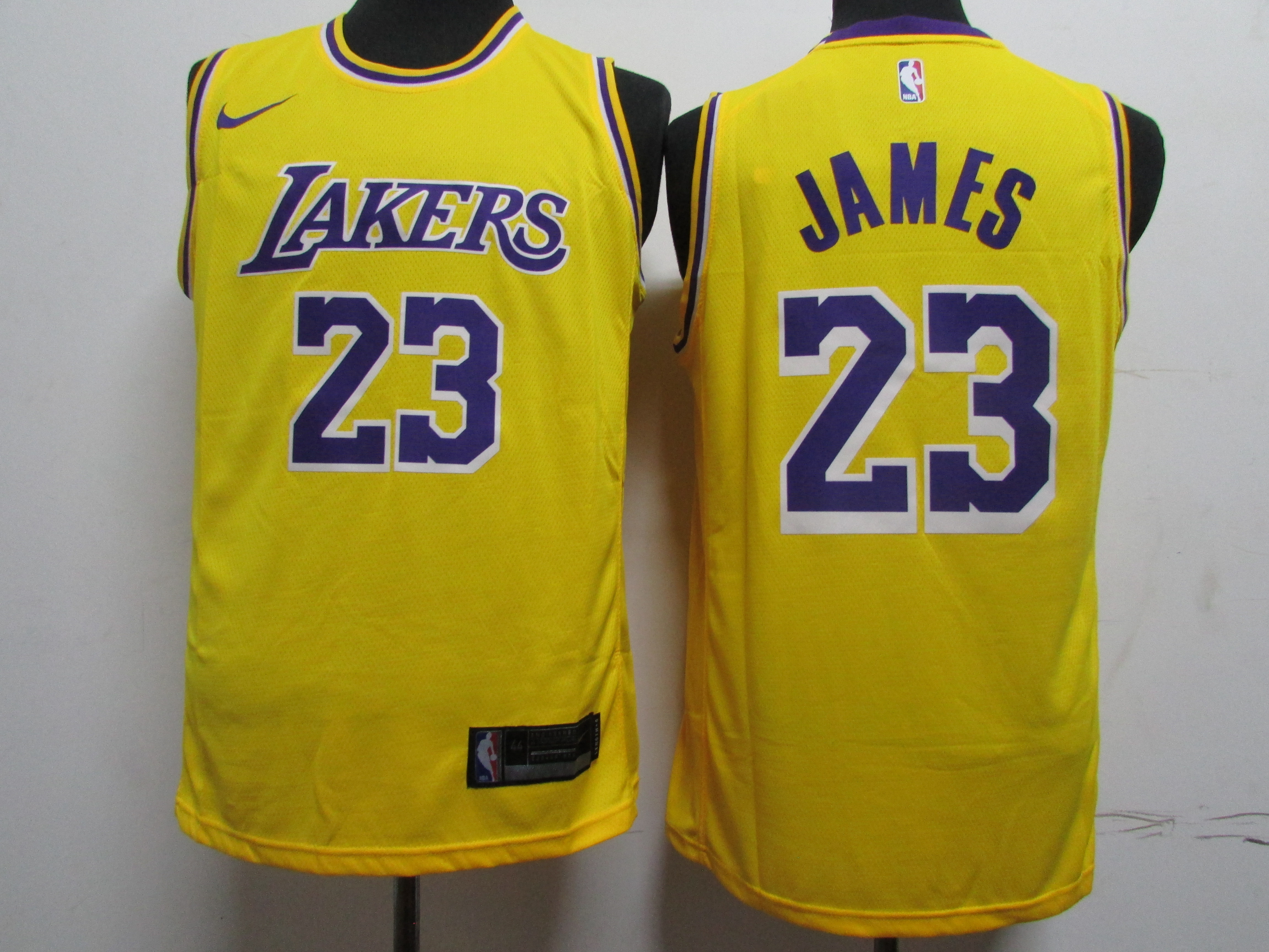 Lakers 23 Lebron James Yellow Printed Nike Swingman Jersey