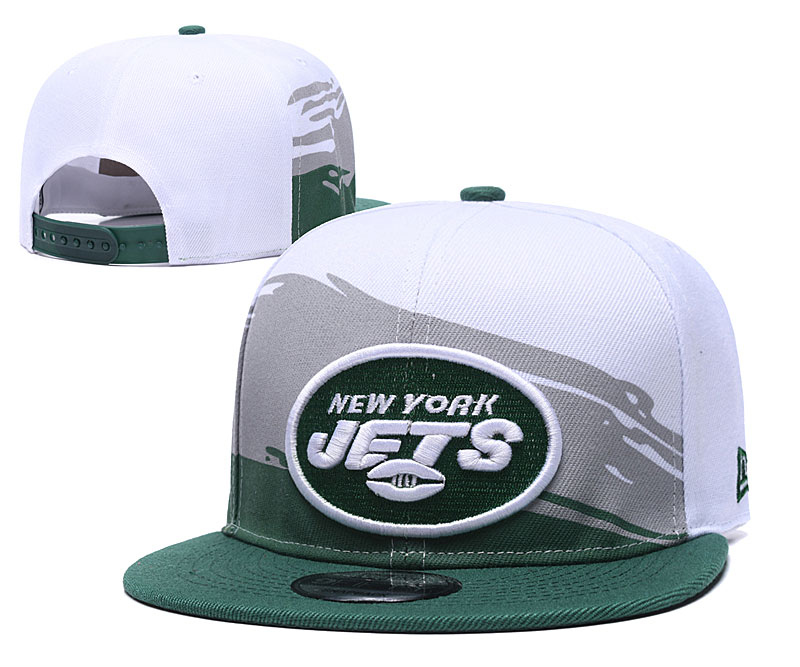 Jets Team Logo White Green Adjustable Hat GS - Click Image to Close