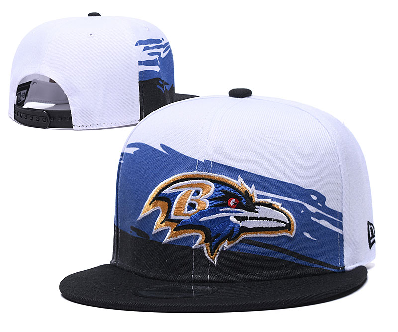Ravens Team Logo White Black Adjustable Hat GS