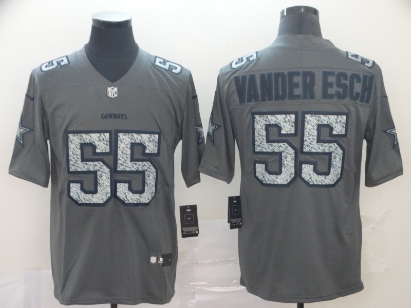 Nike Cowboys 55 Leighton Vander Esch Gray Camo Vapor Untouchable Limited Jersey - Click Image to Close