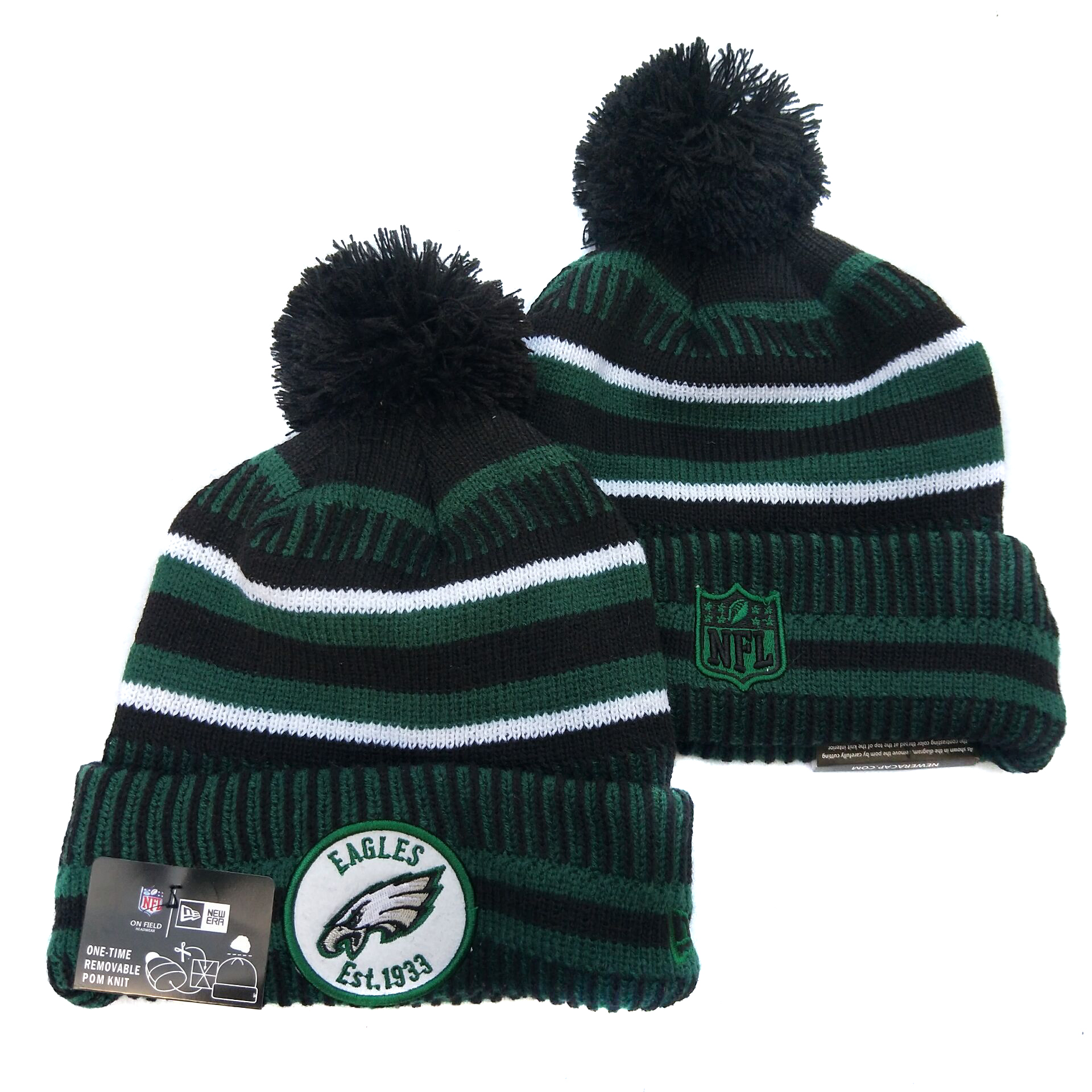 Eagles Team Logo Green Pom Knit Hat YD