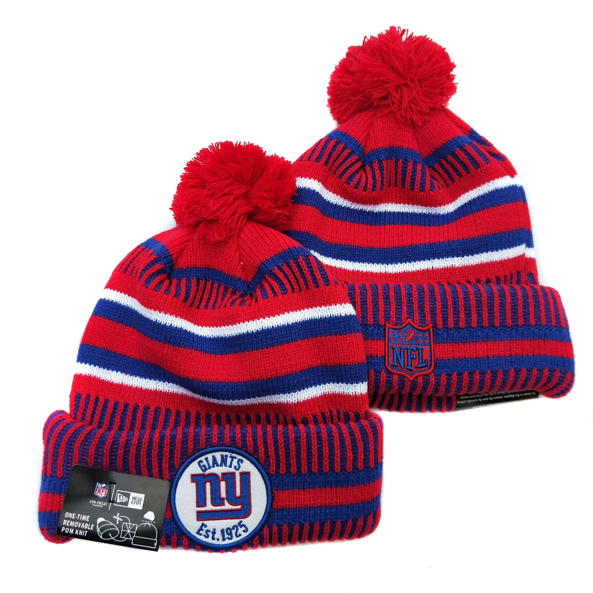New York Giants Team Logo Red Pom Knit Hat YD - Click Image to Close