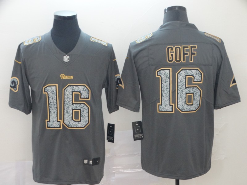 Nike Rams 16 Jared Goff Gray Camo Vapor Untouchable Limited Jersey - Click Image to Close