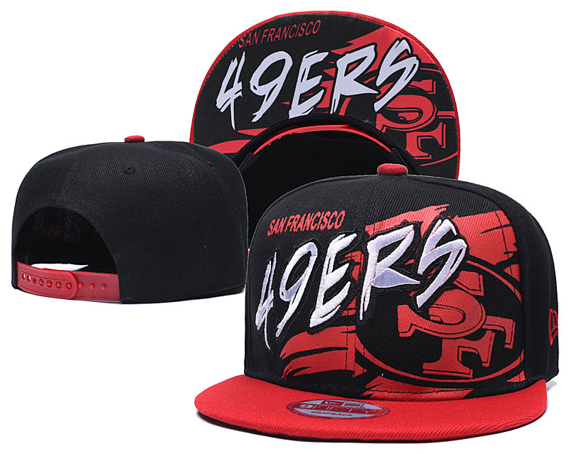 49ers Team Logo Black Red Adjustable Hat TX - Click Image to Close