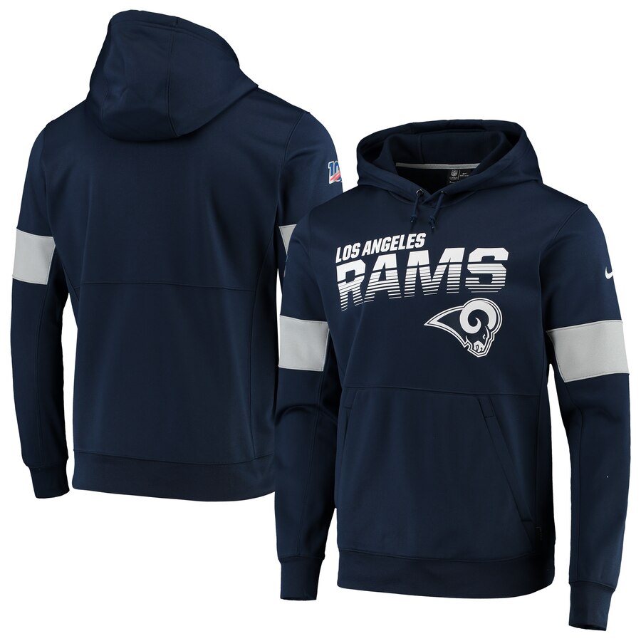 Los Angeles Rams Nike Sideline Team Logo Performance Pullover Hoodie Navy - Click Image to Close