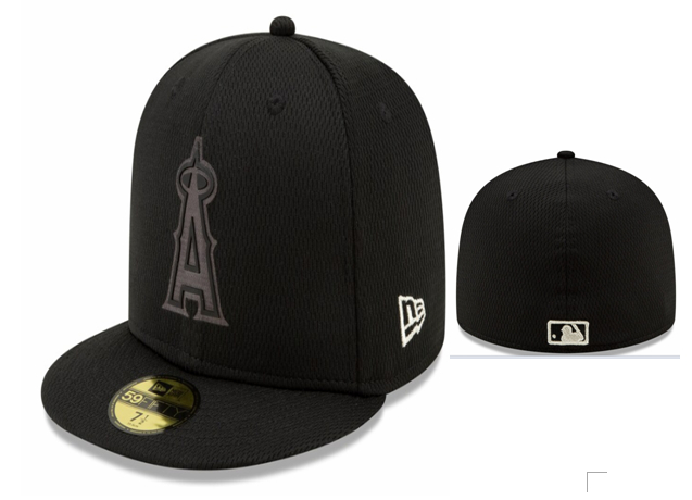 Angels Team Logo Black Fitted Hat LX