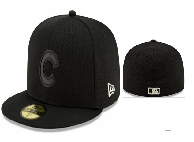 Cubs Team Logo Black Fitted Hat LX