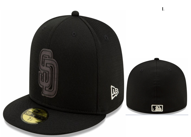 Padres Team Logo Black Fitted Hat LX