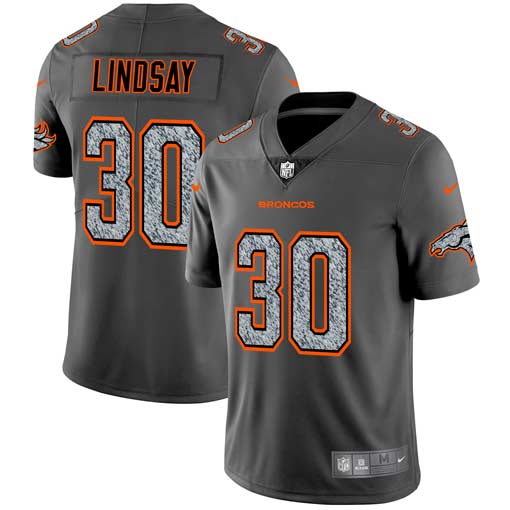Nike Broncos 30 Phillip Lindsay Gray Camo Vapor Untouchable Limited Jersey