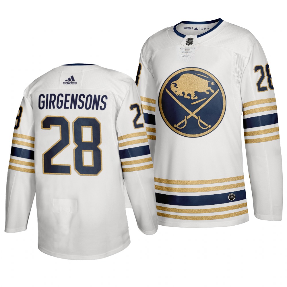 Sabres 28 Zemgus Girgensons White 50th anniversary Adidas Jersey