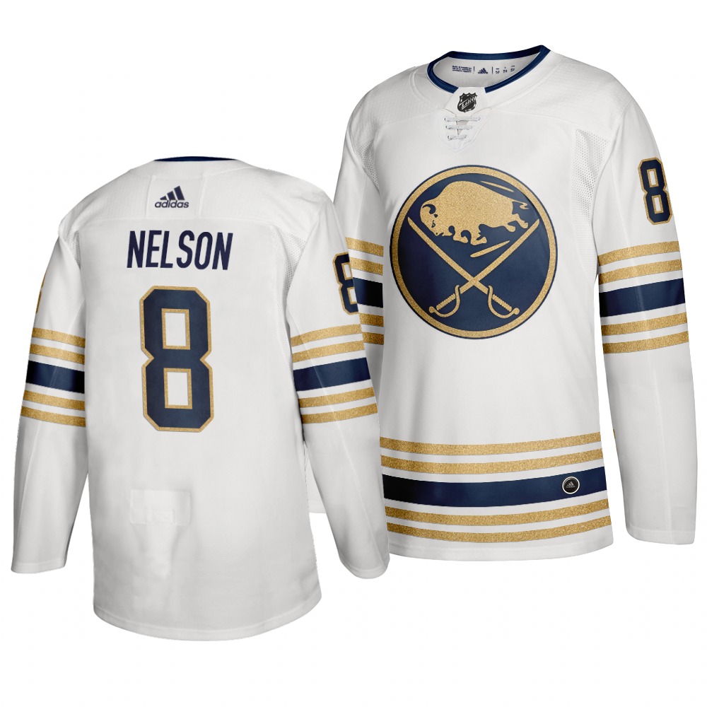 Sabres 8 Casey Nelson White 50th anniversary Adidas Jersey