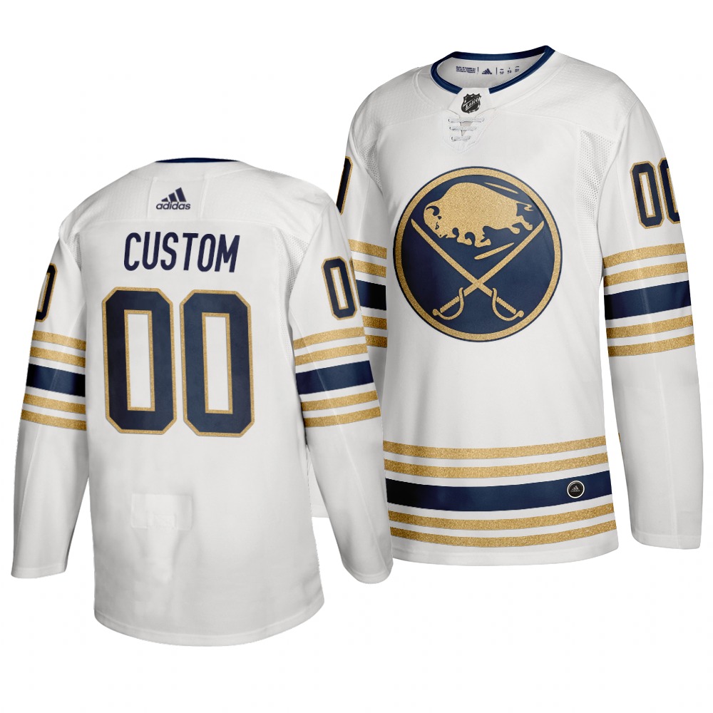 Sabres Customized White 50th anniversary Adidas Jersey