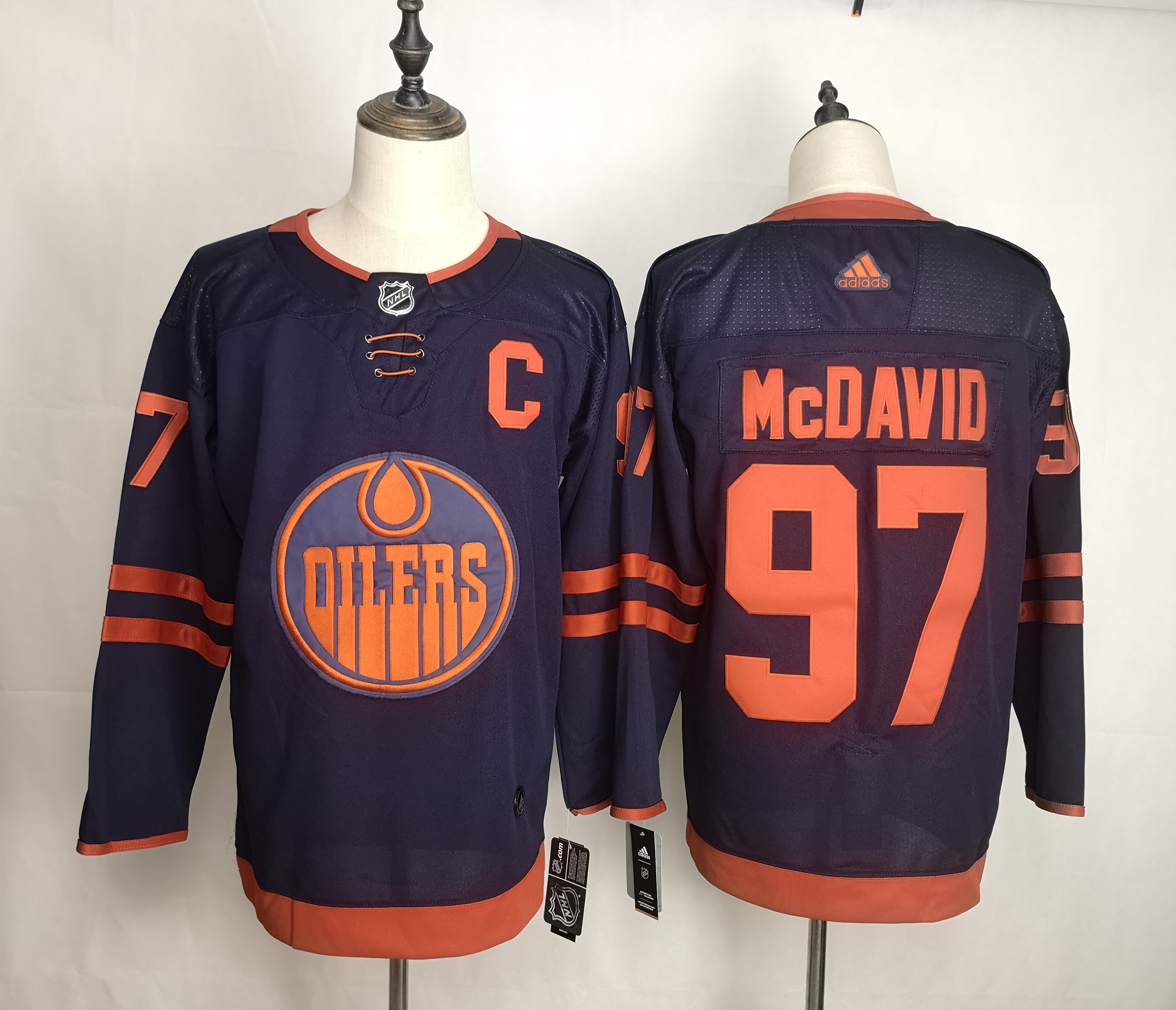 Oilers 97 Connor McDavid Navy 50th anniversary Adidas Jersey