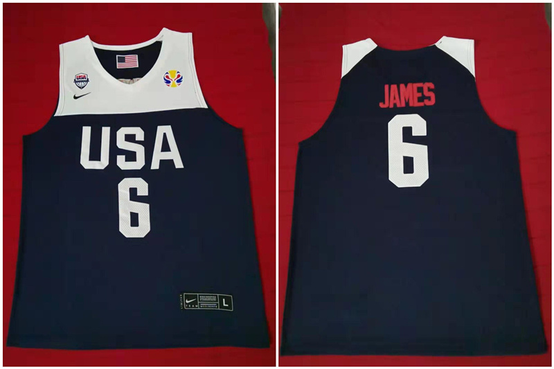 Team USA 6 James Navy 2016 Olympics Basketball Swingman Jersey