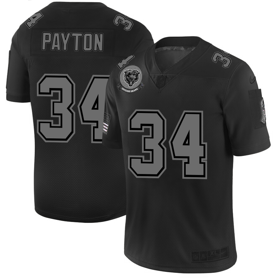 Nike Bears 34 Walter Payton 2019 Black Salute To Service Fashion Limited Jersey