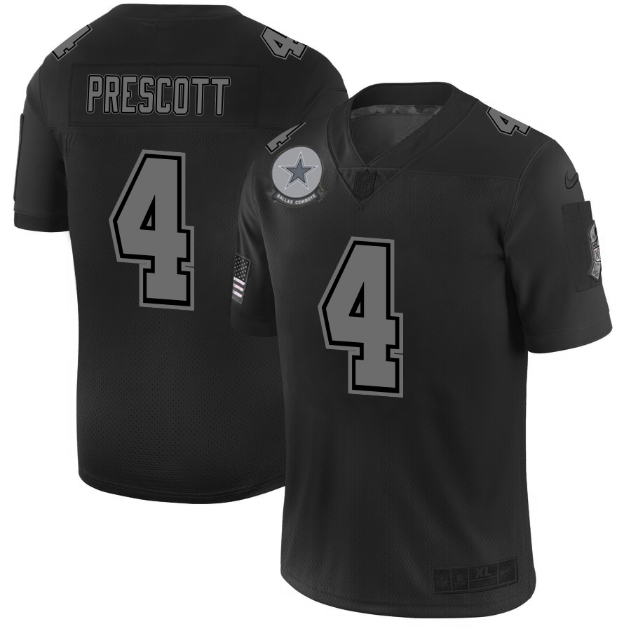 Nike Cowboys 4 Dak Prescott 2019 Black Salute To Service Fashion Limited Jersey