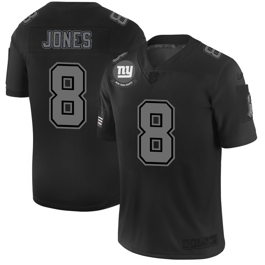 Nike Giants 8 Daniel Jones 2019 Black Salute To Service Fashion Limited Jersey