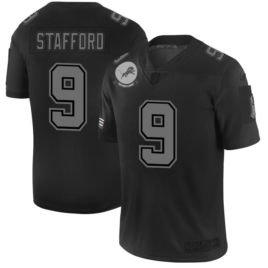 Nike Lions 9 Matthew Stafford 2019 Black Salute To Service Fashion Limited Jersey