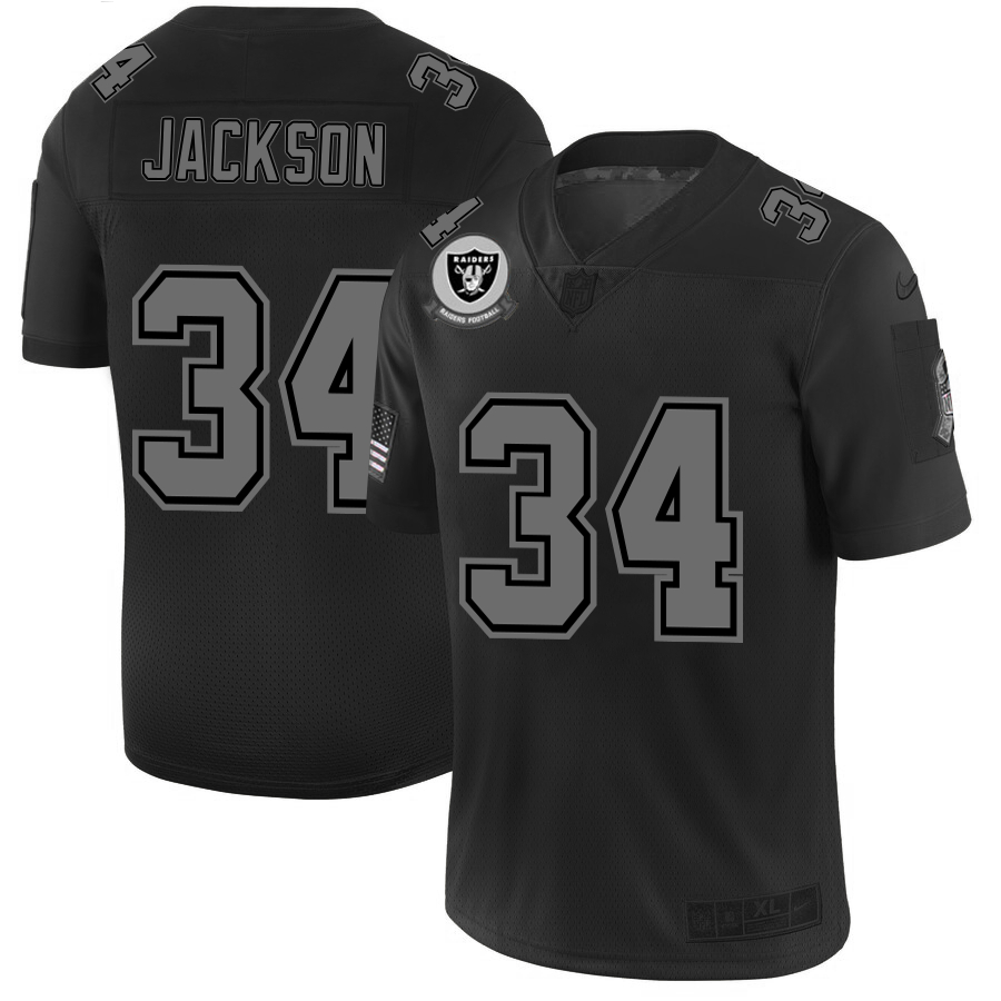 Nike Raiders 34 Bo Jackson 2019 Black Salute To Service Fashion Limited Jersey