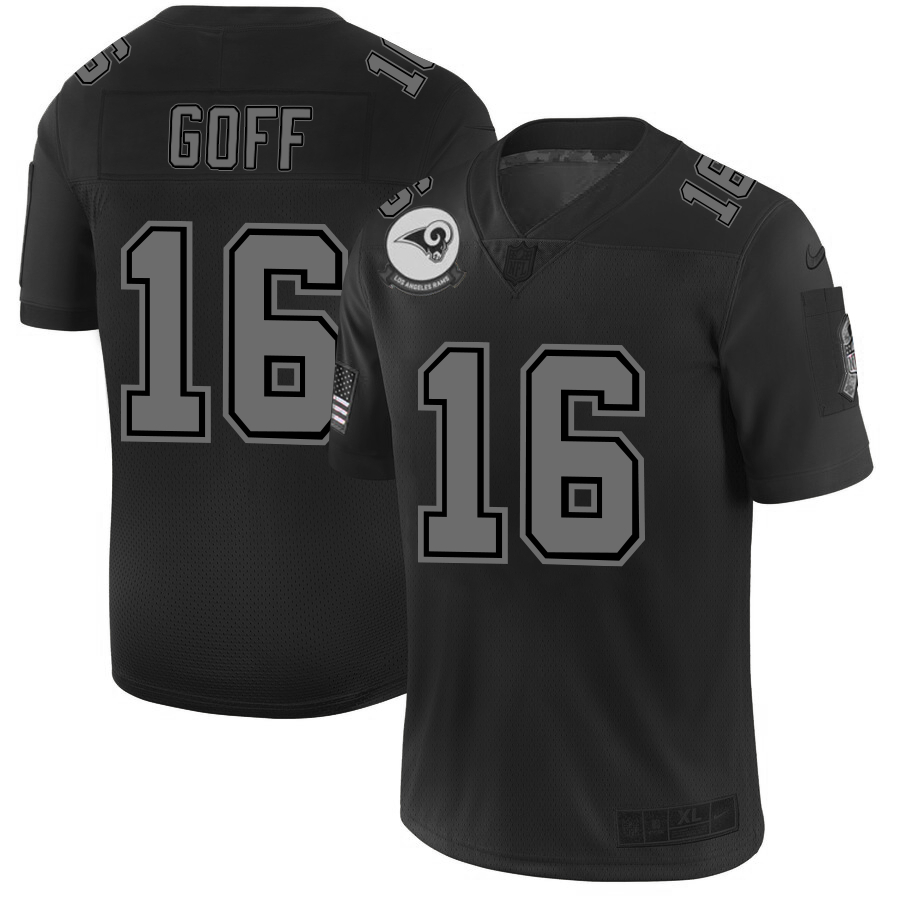 Nike Rams 16 Jared Goff 2019 Black Salute To Service Fashion Limited Jersey