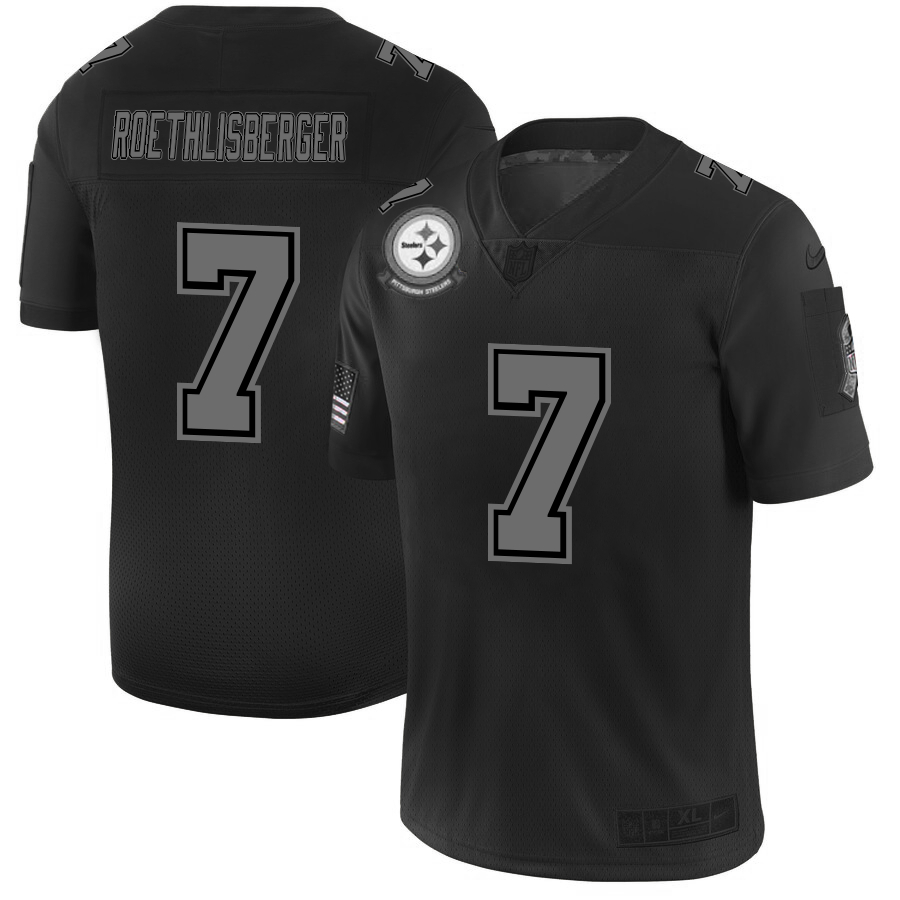 Nike Steelers 7 Ben Roethlisberger 2019 Black Salute To Service Fashion Limited Jersey